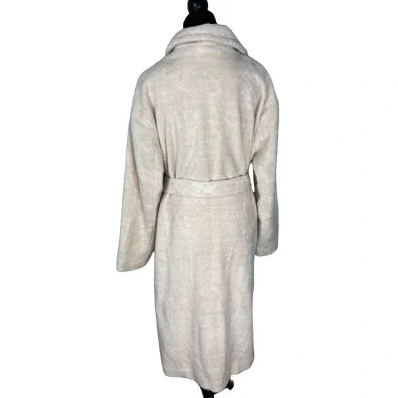 Isaac Mizrahi Wrap Long Coat with Notched Collar & Pockets OYSTER NWOT SIZE M - Picture 4 of 12